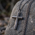 925 Sterling Silver Spiritual Beveled Prism Cross Durable Custom Engravable Necklace