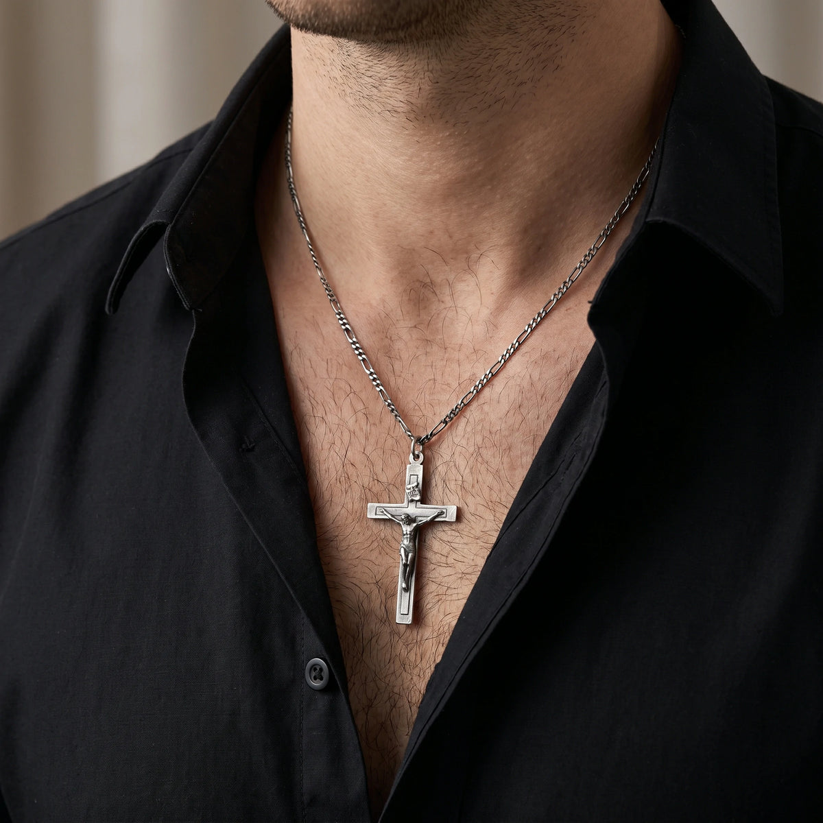 Sacred Fortitude Christ Pendant, Retro & Polished 925 Sterling Silver Talisman