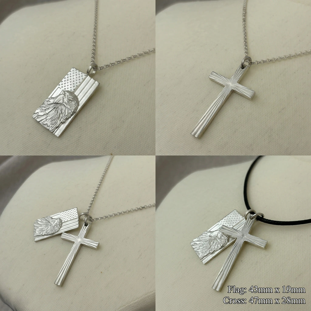 Sovereign Wings Radiant Cross, Solid 925 Sterling Silver Faith & Freedom Necklace