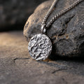 925 Sterling Silver Engravable Lunar Surface Moon Pendant With Cosmic Textured Edge