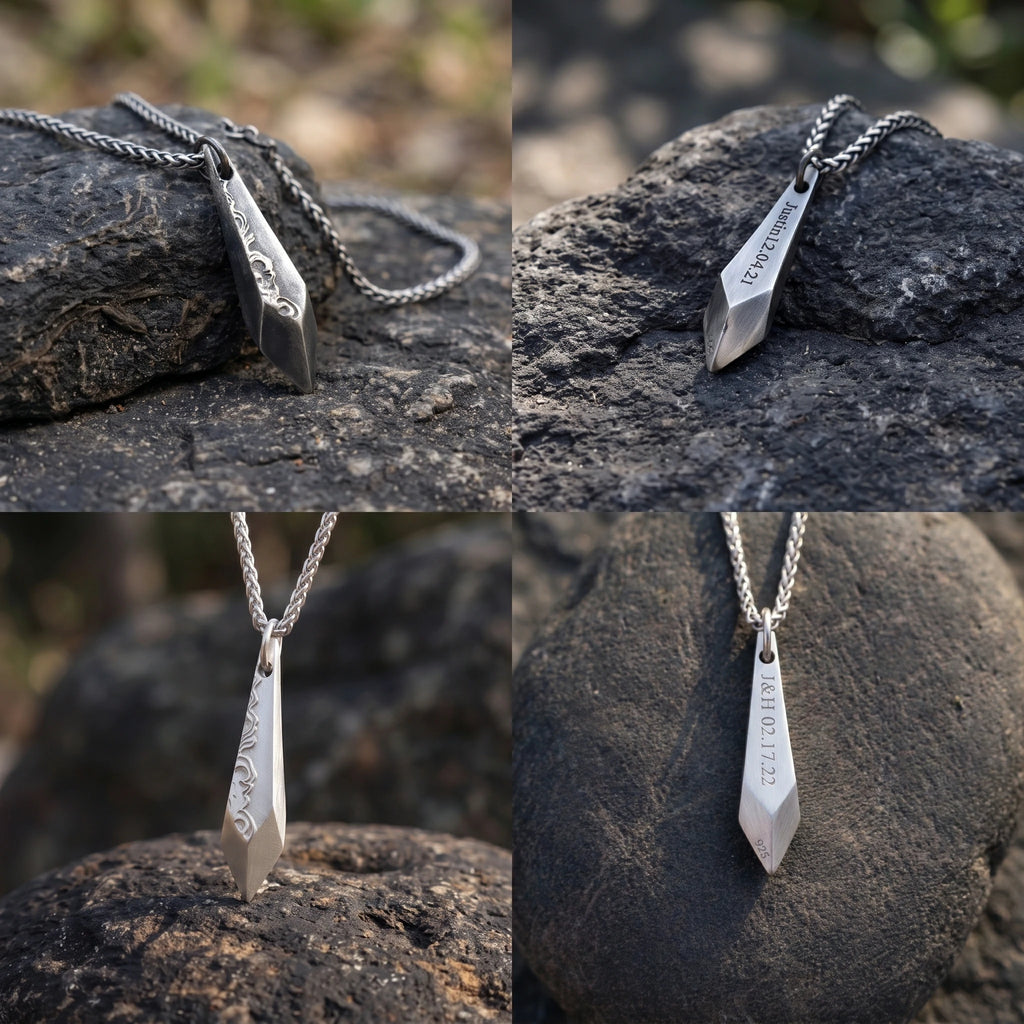 Personalized 925 Sterling Silver Spike Blade Pendant Long Lasting Necklace