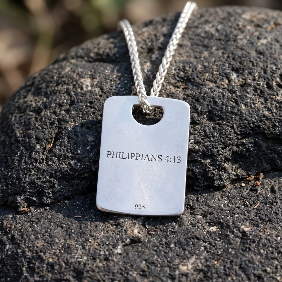 925 Sterling Silver Engravable Military Tag Cross Pendant Bound In Divine Protection
