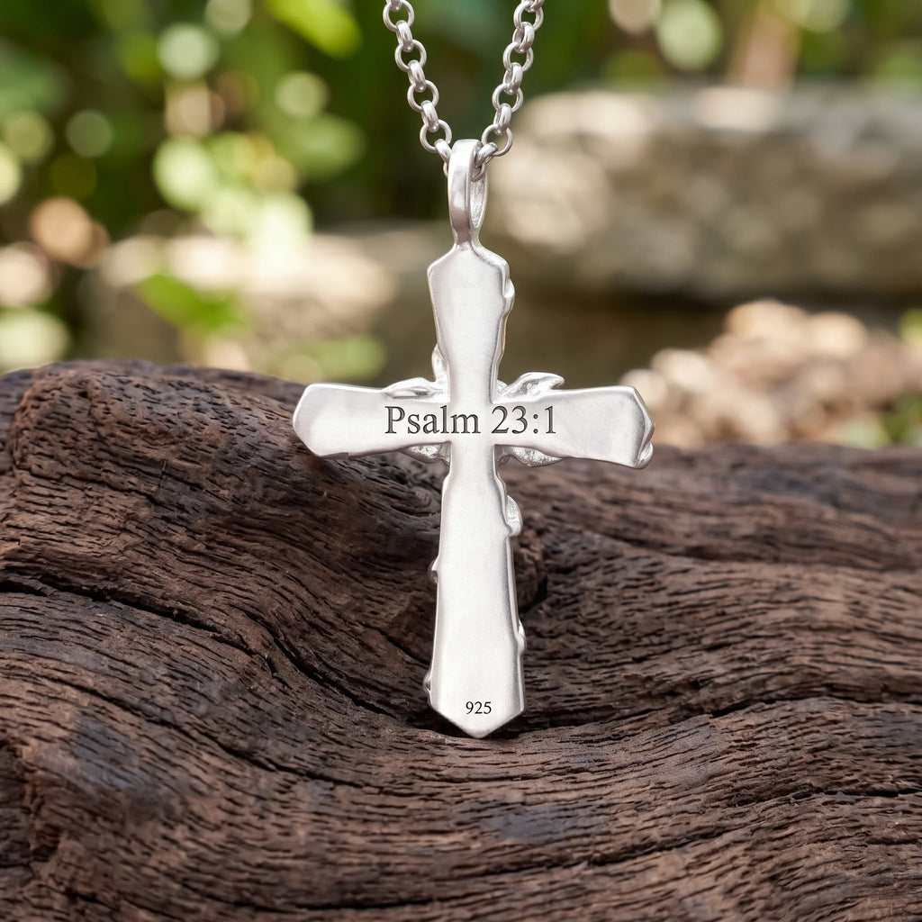 Personalized 925 Sterling Silver Rose Cross Pendant for His Eternal Love and Devotion