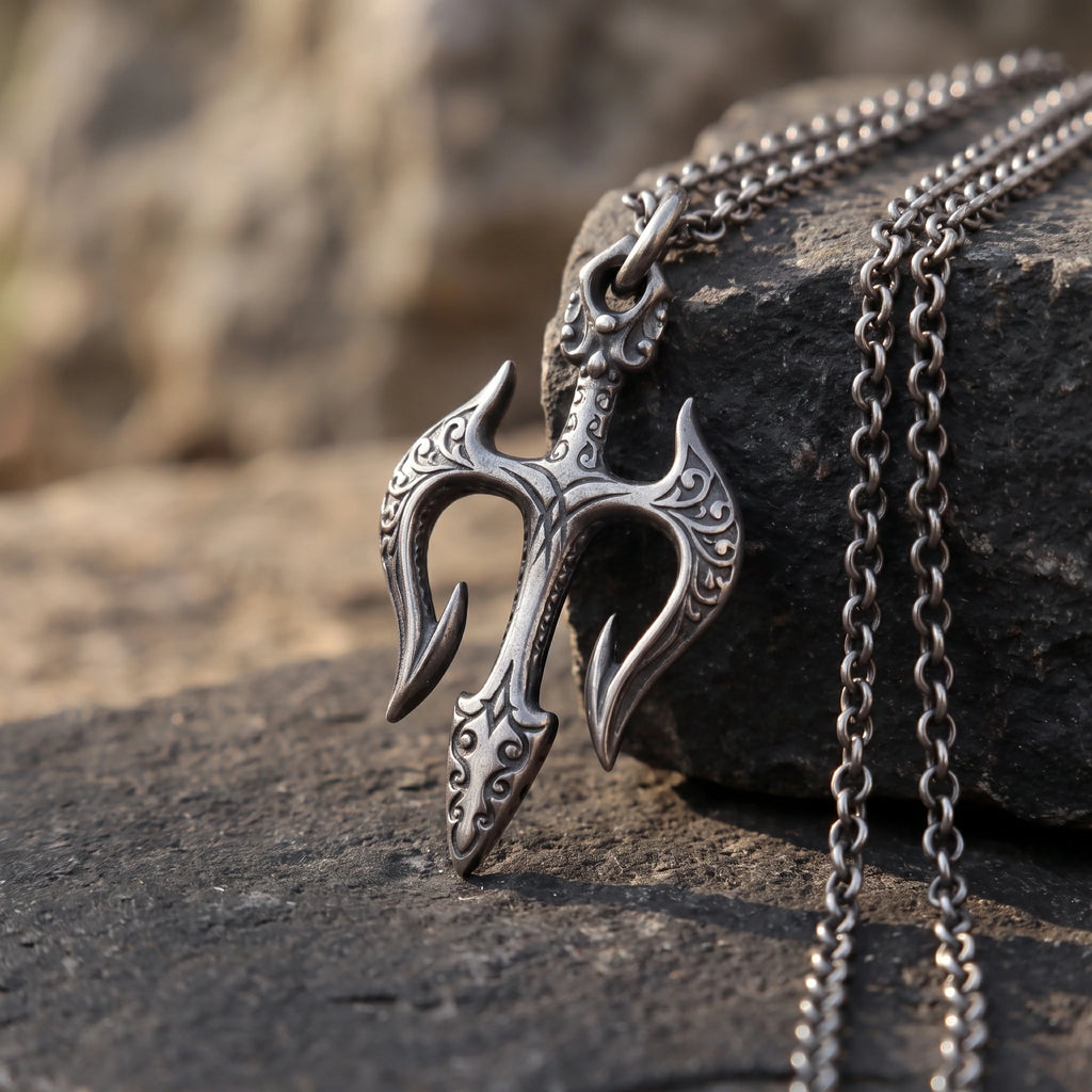 925 Sterling Silver Holy Trinity Trident Cross Pendant Shielding Your Heart In Divine Grace