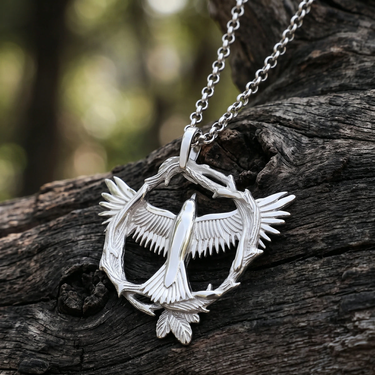 925 Sterling Silver Soaring Eagle Wreath Durable Freedom Pendant Necklace