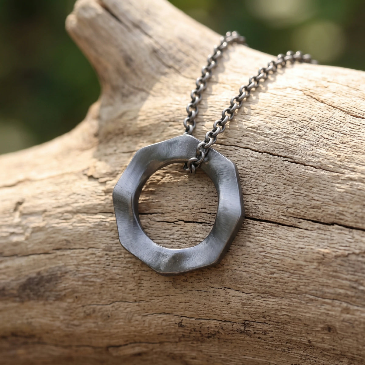 925 Sterling Silver Geometric Faceted Hexagon Pendant Exuding Modern Minimalist Edge