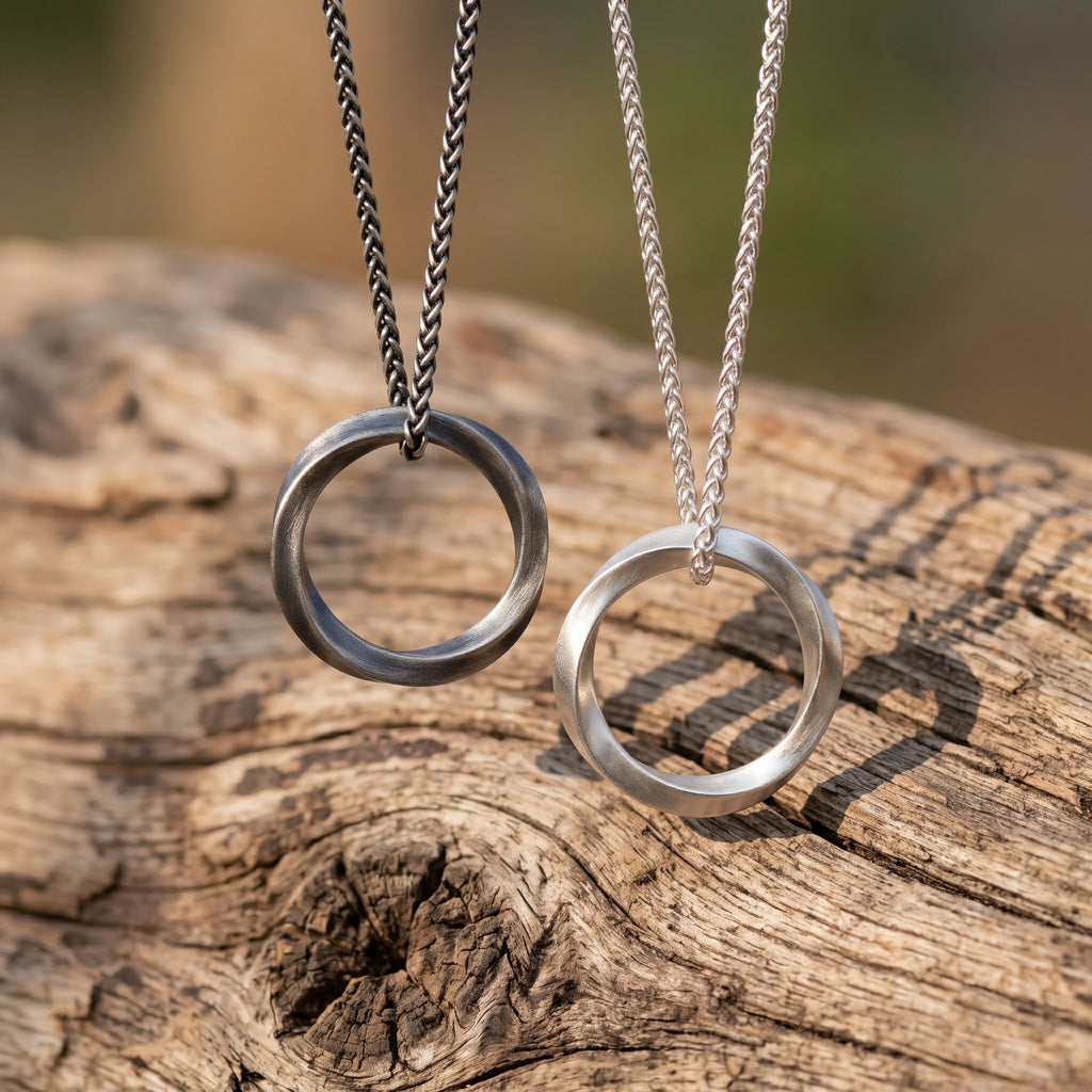925 Sterling Silver Twisted Mobius Circle Pendant Delivering Minimalist Modern Flow