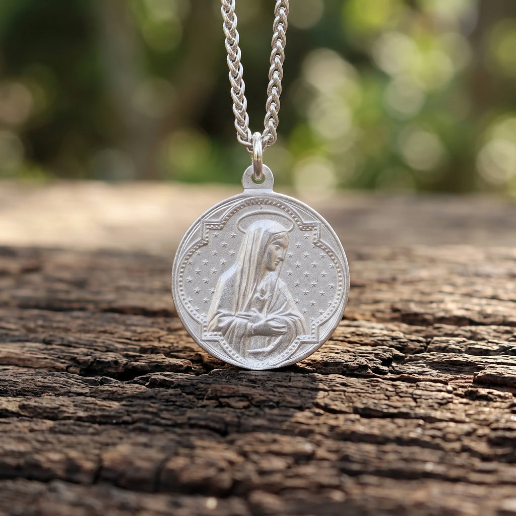 925 Sterling Silver Jesus & Virgin Mary Medal for Divine Blessing & Protection