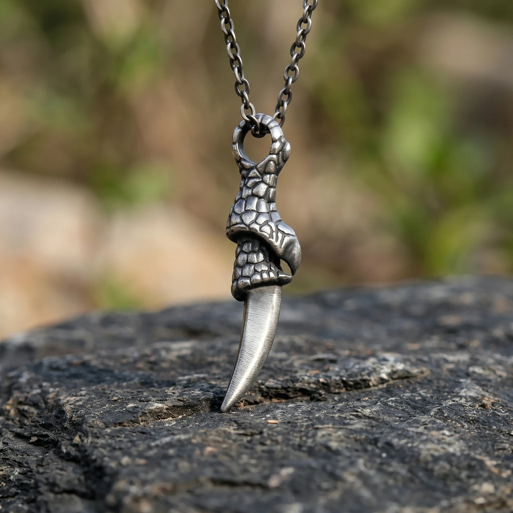 925 Sterling Silver Dragon Claw Pendant Necklace for Men, Durable Gothic Jewelry Gift