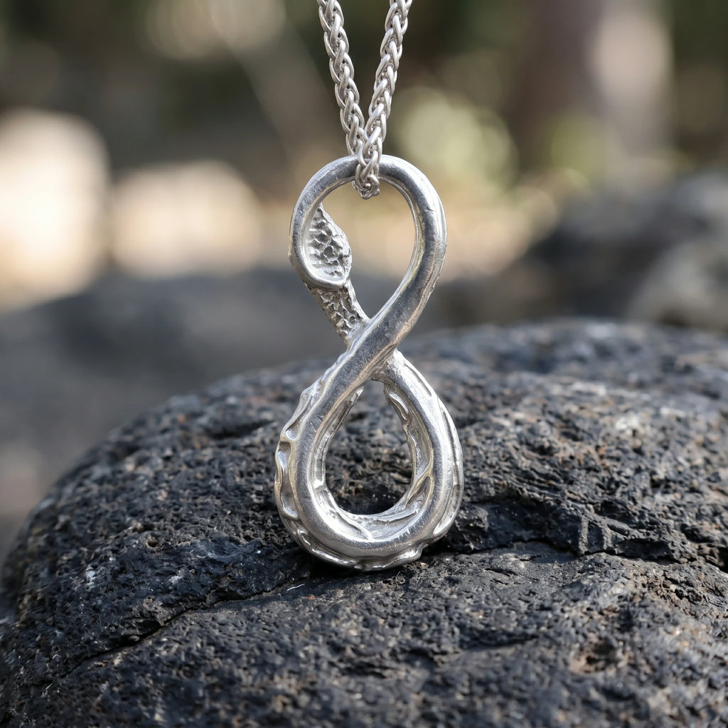925 Sterling Silver Infinity Serpent Pendant Embodying Eternal Power