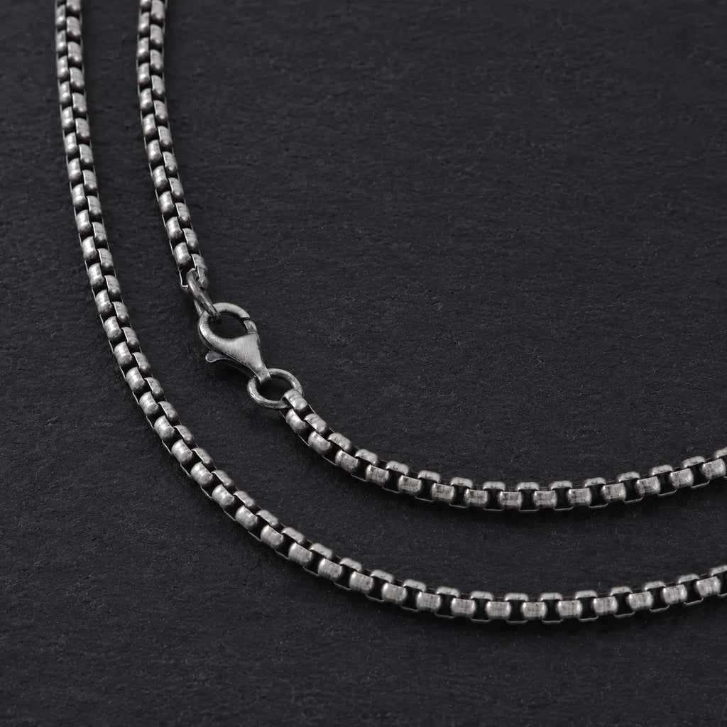 925 Sterling Silver Round Box Chain Necklace for Men & Women