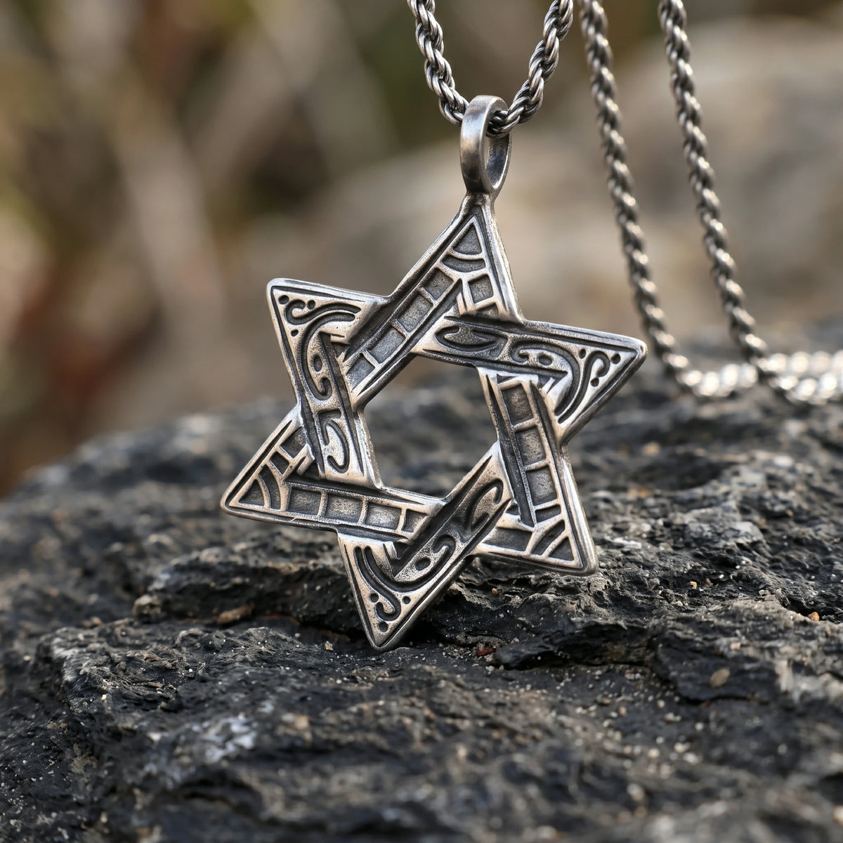 925 Sterling Silver Star of David Pendant, Vintage Hexagram Protection Necklace