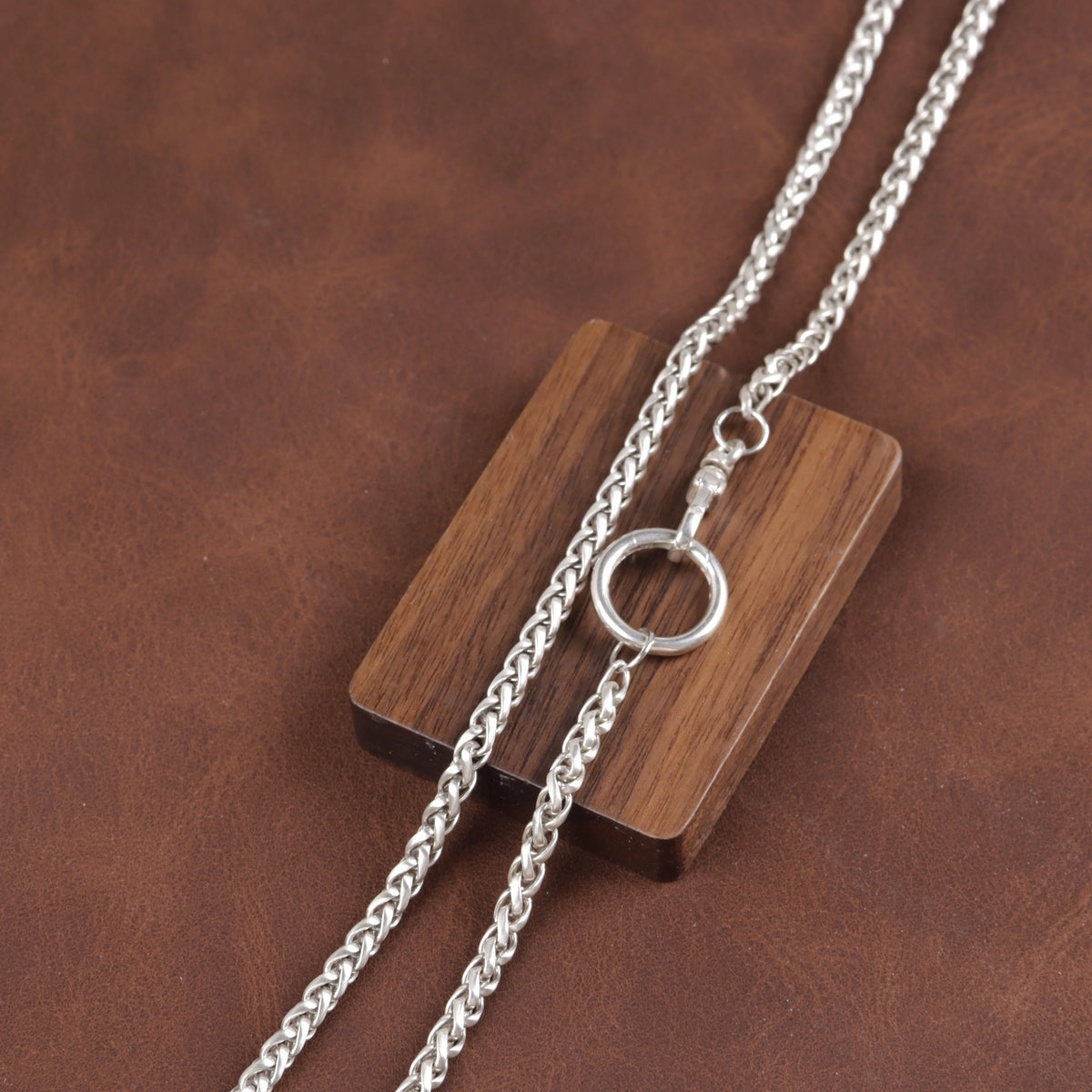 Unisex 925 Sterling Slver Wheat Chain Necklace with Spring Clasp-Pendant Holder