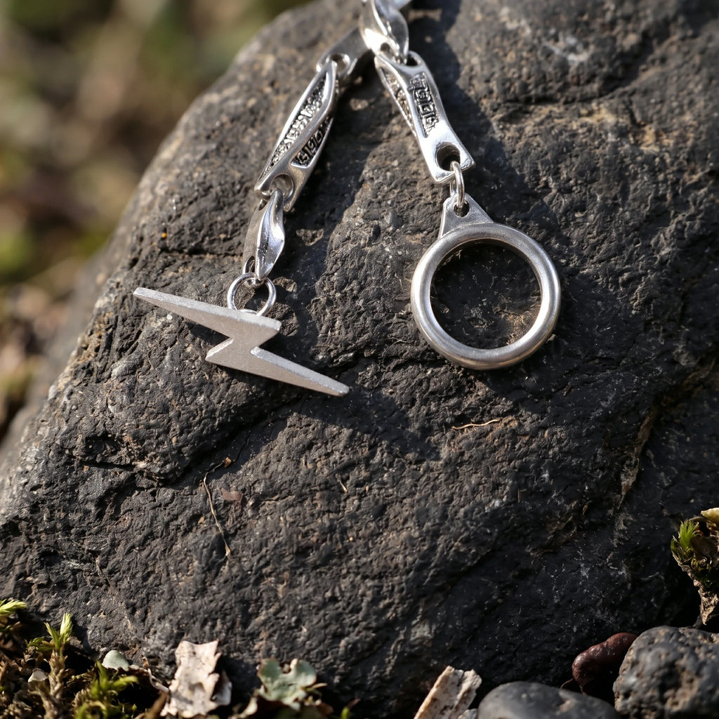 925 Sterling Silver Lightning Bolt Toggle Clasp Durable Link Bracelet Gift