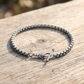 925 Sterling Silver Round Box Chain Bracelet With Sculpted Hand Toggle Clasp
