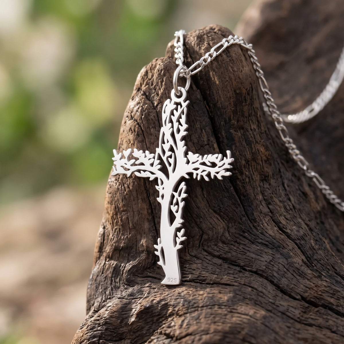 925 Sterling Silver Tree of Life Cross Pendant Offering Renewal and Eternal Life
