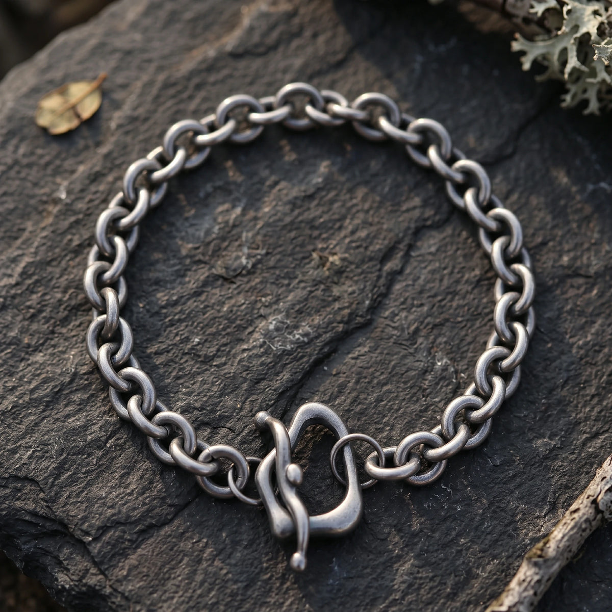 925 Sterling Silver Rolo Chain Bracelet With Artisanal Toggle Clasp For Daily Style