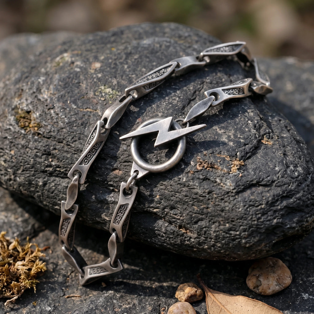925 Sterling Silver Lightning Bolt Toggle Clasp Durable Link Bracelet Gift