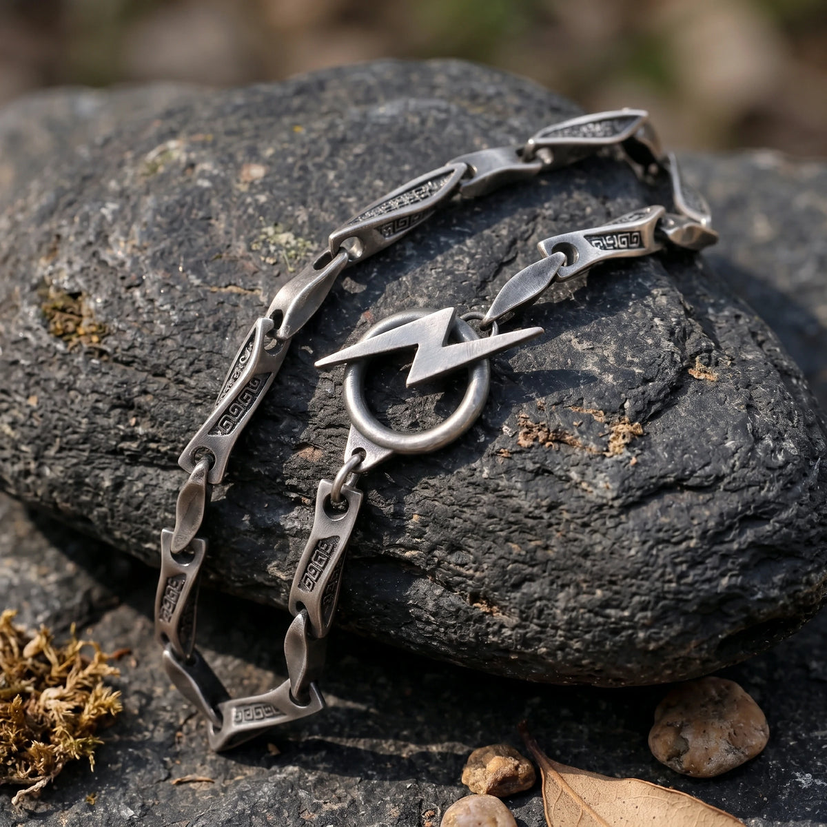 925 Sterling Silver Lightning Bolt Toggle Clasp Durable Link Bracelet Gift