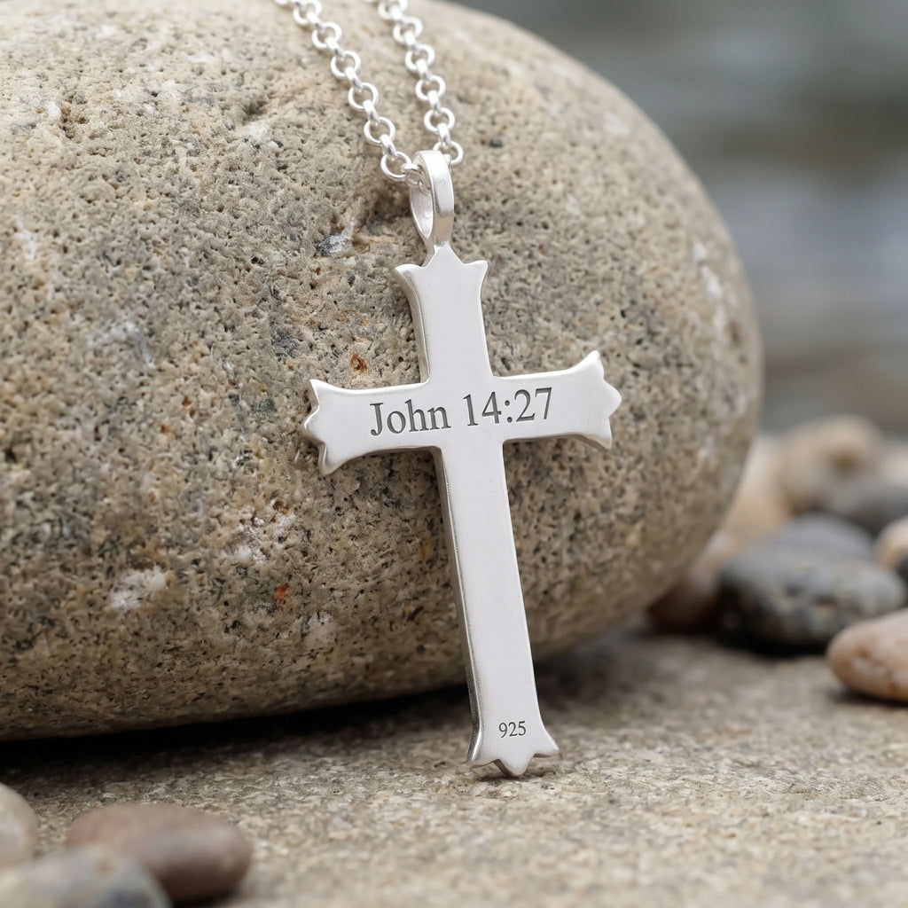 Custom 925 Sterling Silver Hammered Cross Pendant Offering Sacred Grace And Living Water