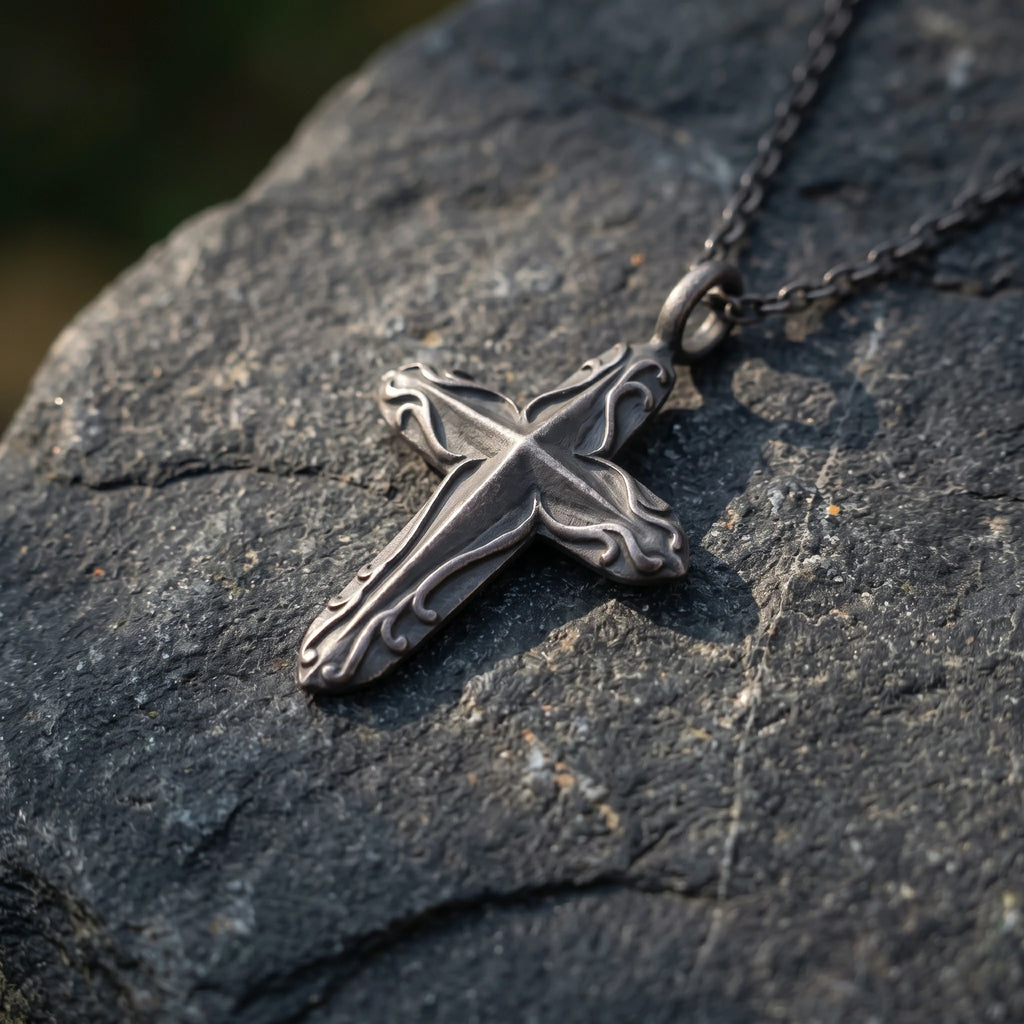 925 Sterling Silver Radiant Starburst Cross Pendant for Divine Light and Holy Grace