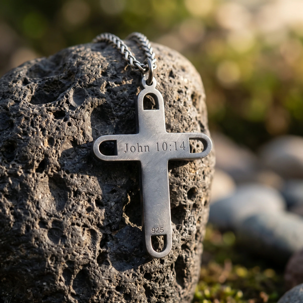 Engraved 925 Sterling Silver Layered Cross Pendant for Unshakable Faith & Sacred Protection