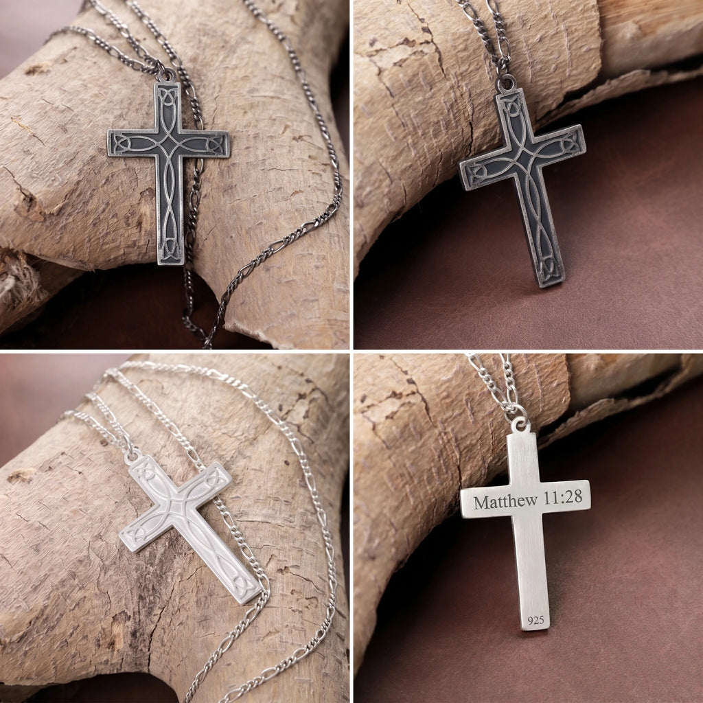 925 Sterling Silver Celtic Trinity Cross Durable Engravable Pendant Faith Gift