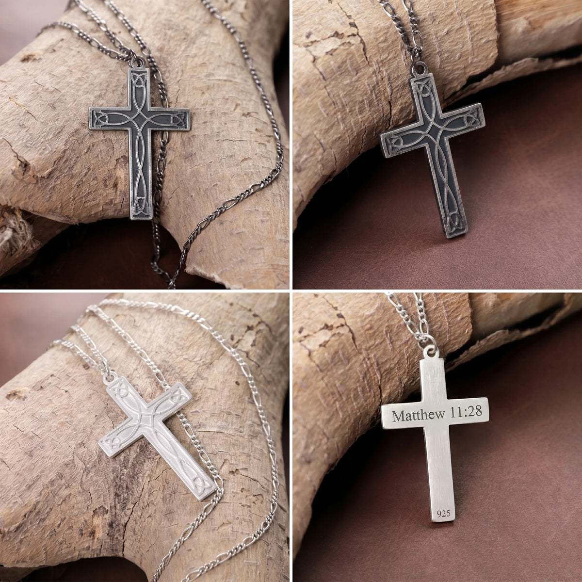 925 Sterling Silver Celtic Trinity Cross Durable Engravable Pendant Faith Gift