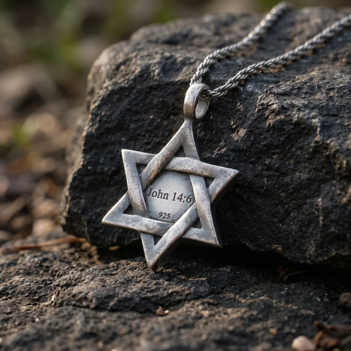 925 Sterling Silver Star of David Cross Durable Custom Engravable Necklace