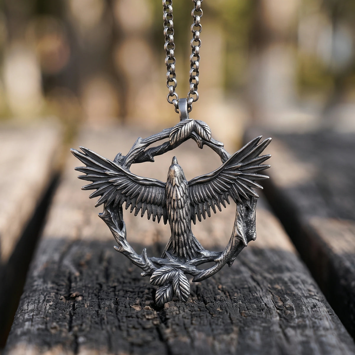 925 Sterling Silver Soaring Eagle Wreath Durable Freedom Pendant Necklace