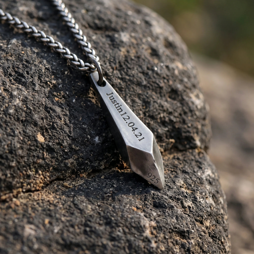 Personalized 925 Sterling Silver Spike Blade Pendant Long Lasting Necklace