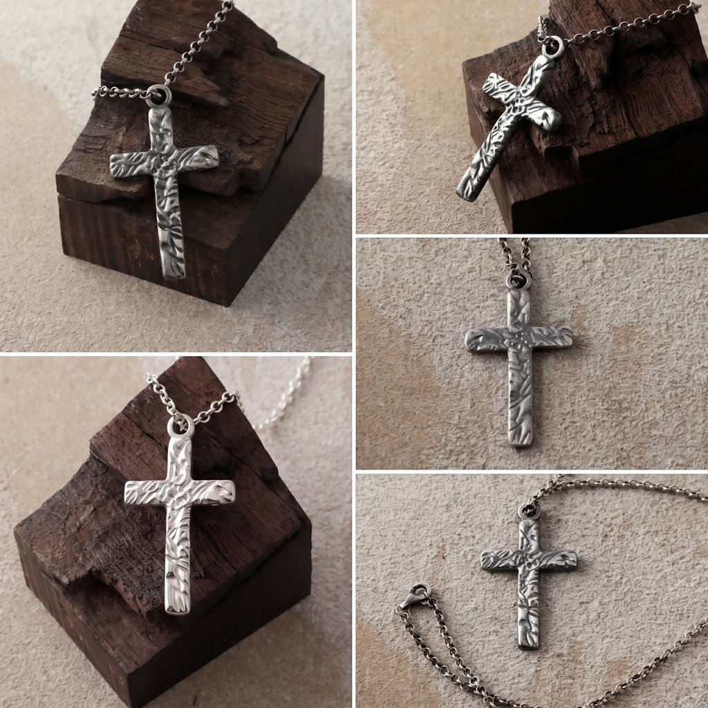 925 Sterling Silver Thorn Cross Necklace, Divine Protection Faith Pendant
