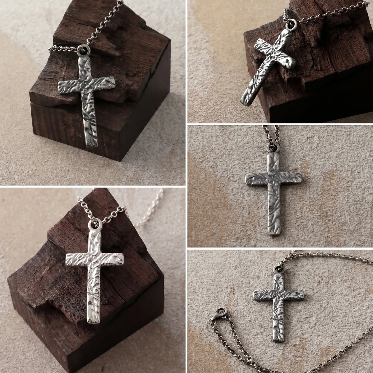 925 Sterling Silver Thorn Cross Necklace, Divine Protection Faith Pendant