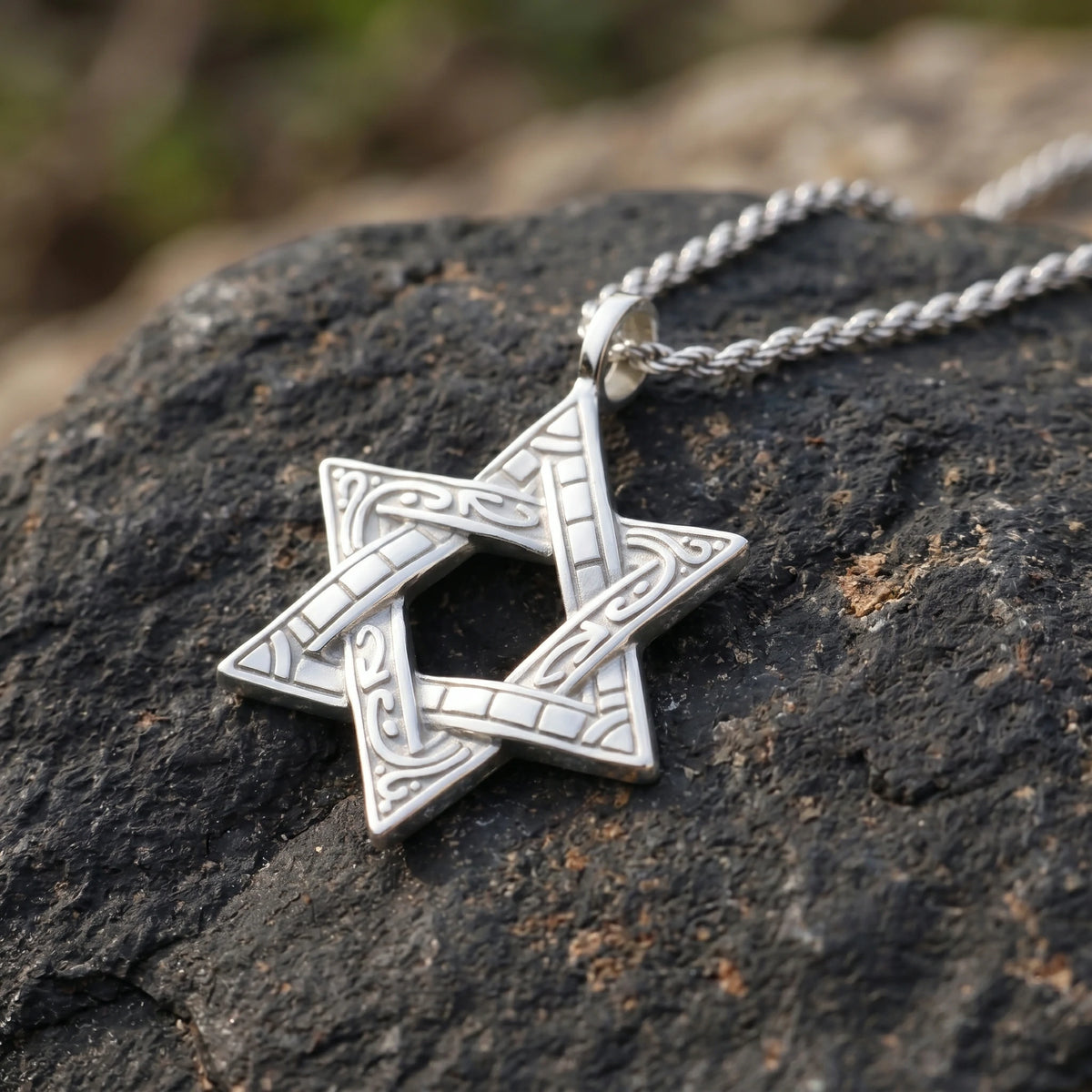 925 Sterling Silver Star of David Pendant, Vintage Hexagram Protection Necklace