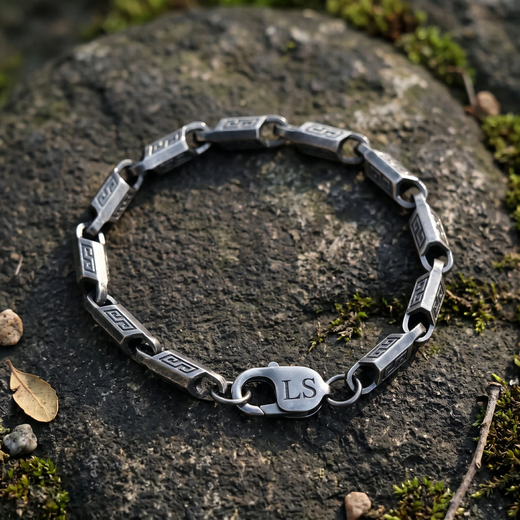 Custom 925 Sterling Silver Engraved Link Bracelet for Timeless Style and Personal Identity