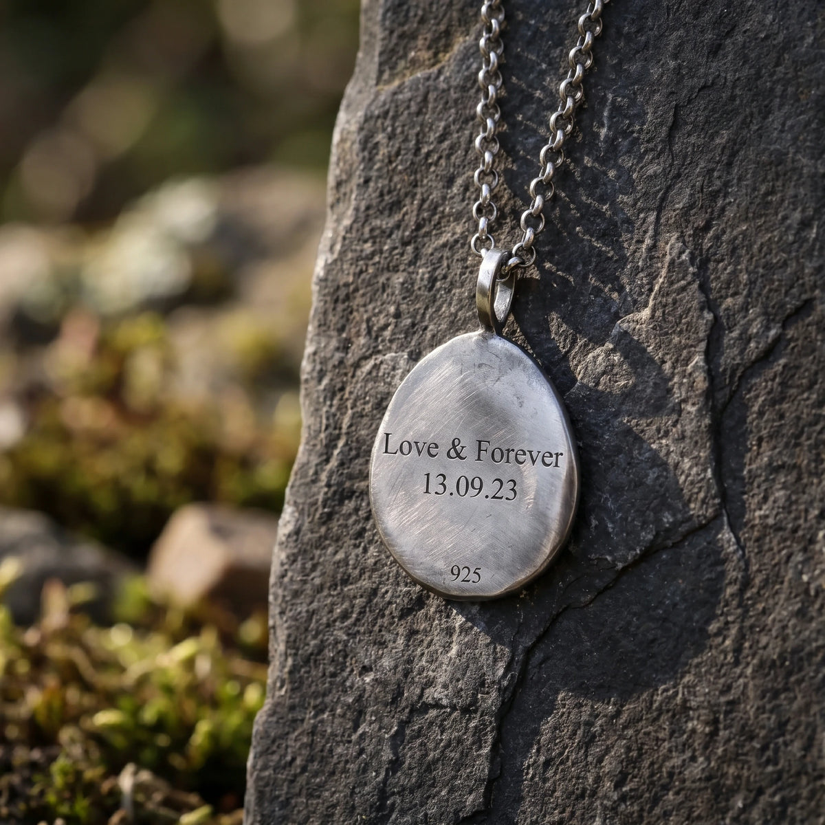 925 Sterling Silver Mountain Custom Engravable Pendant Durable Necklace