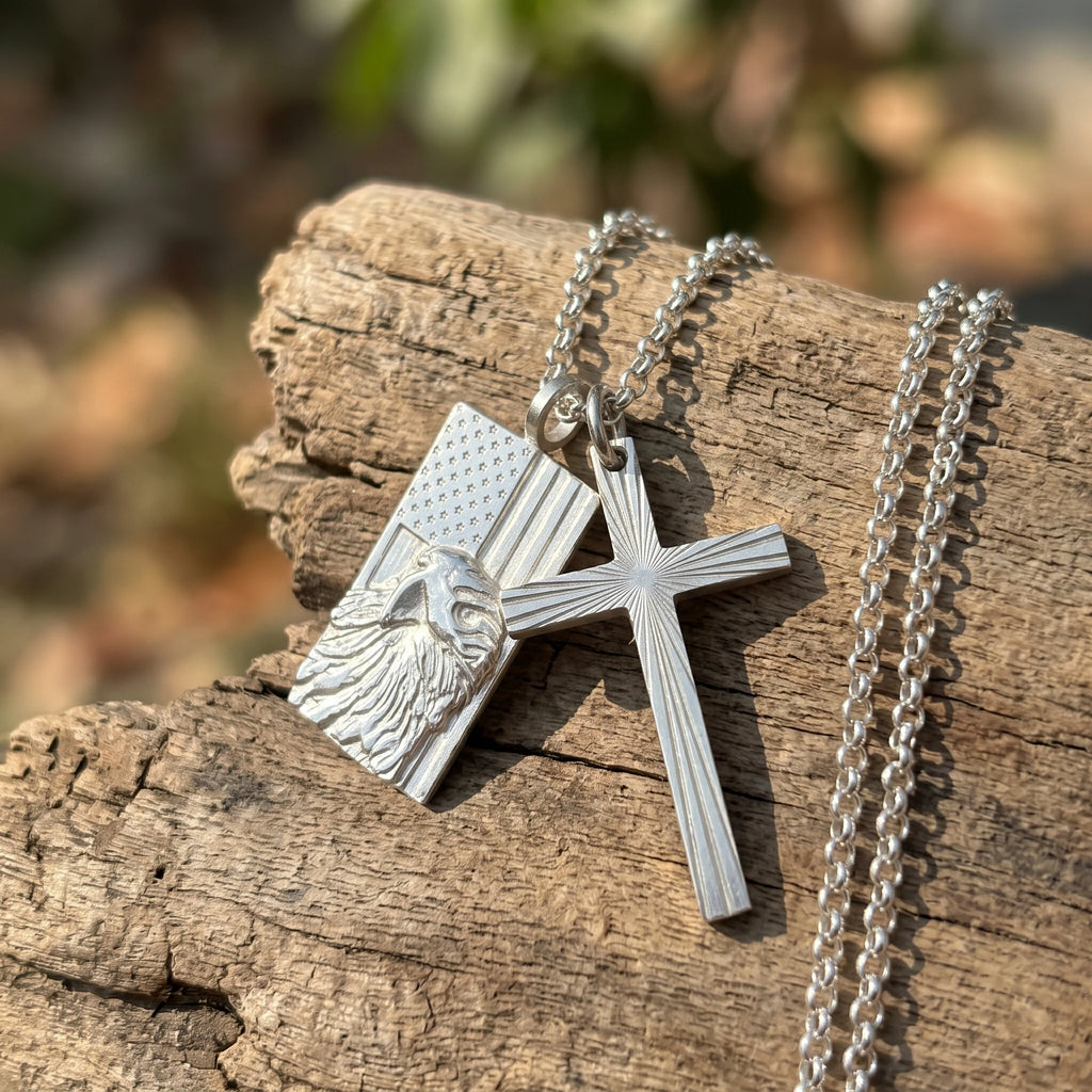 Sovereign Wings Radiant Cross, Solid 925 Sterling Silver Faith & Freedom Necklace