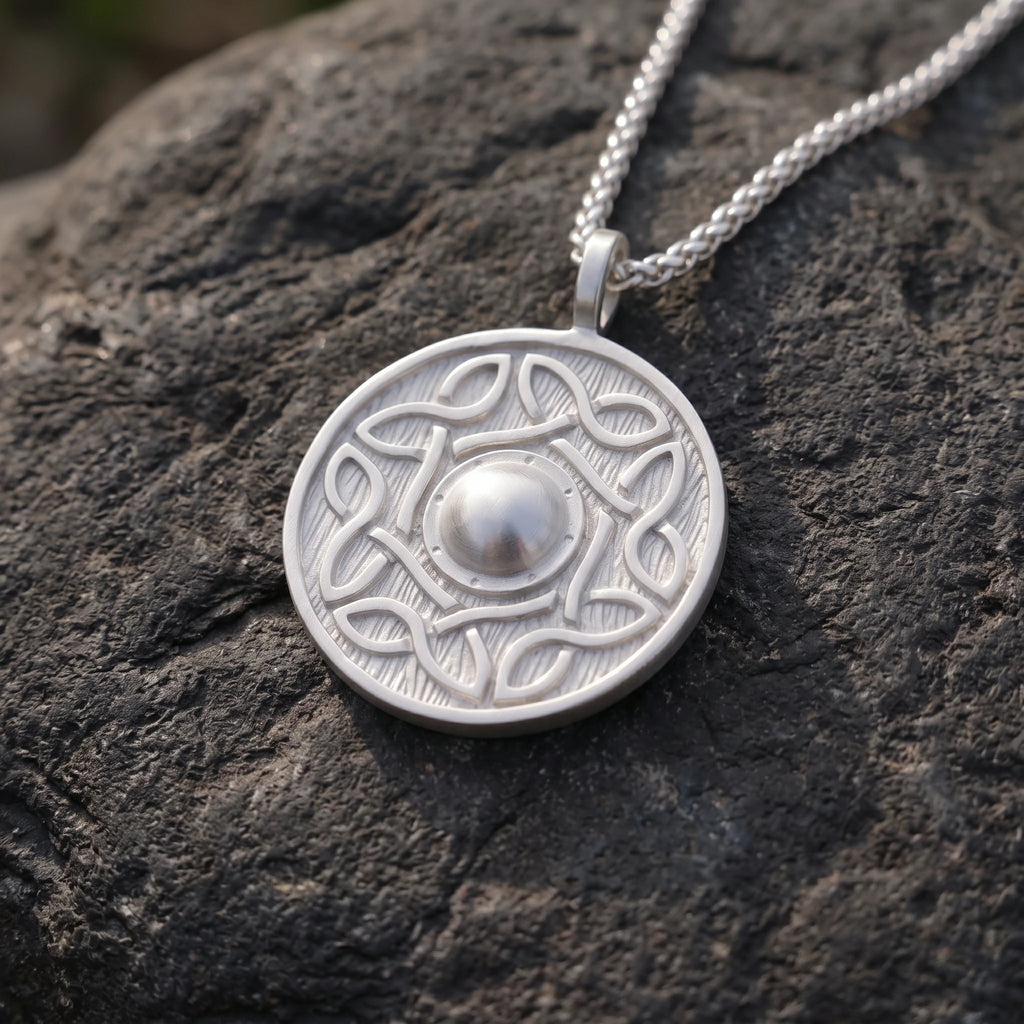 925 Sterling Silver Viking Shield Pendant Offering Rugged Strength And Timeless Style