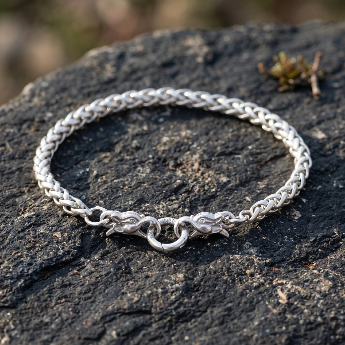 925 Sterling Silver Dragon Head Chopin Chain Durable Bracelet Gift for Him Her